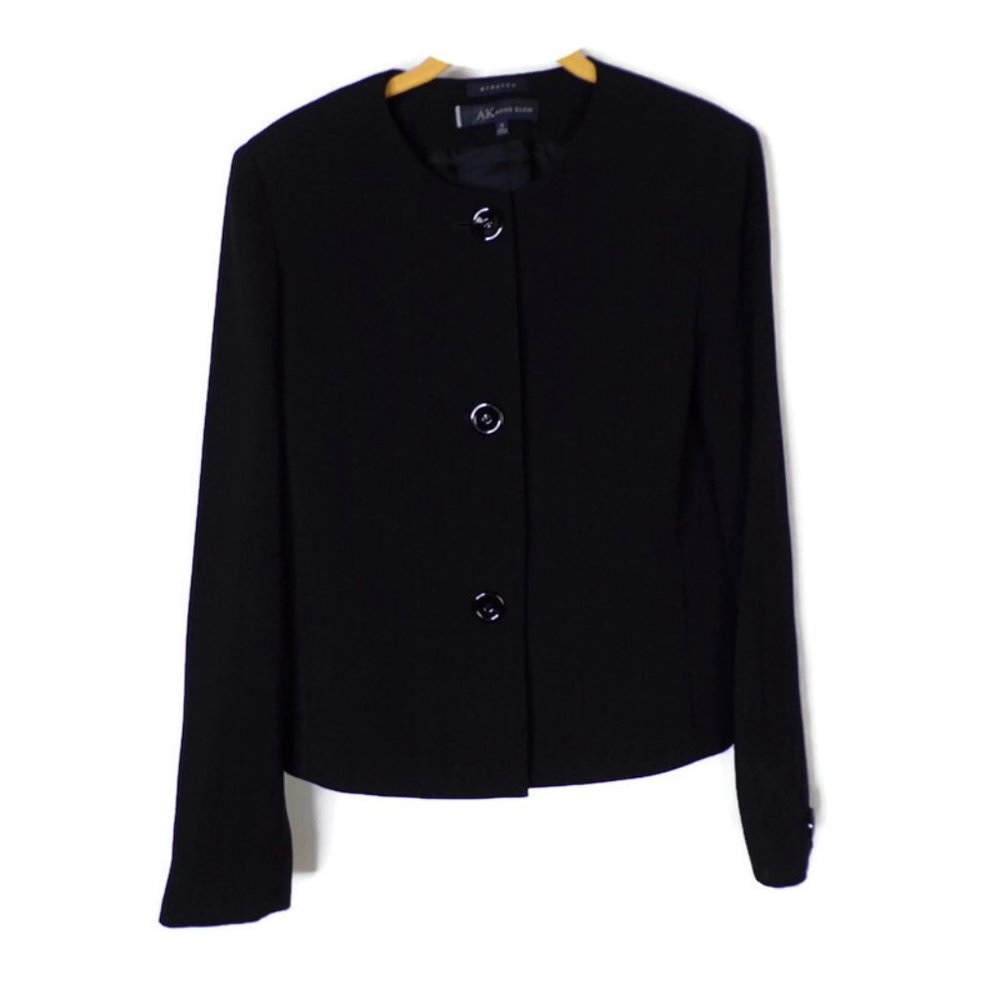 Anne Klein Crew Neck Black Jacket Stretch Size Ten 2624
